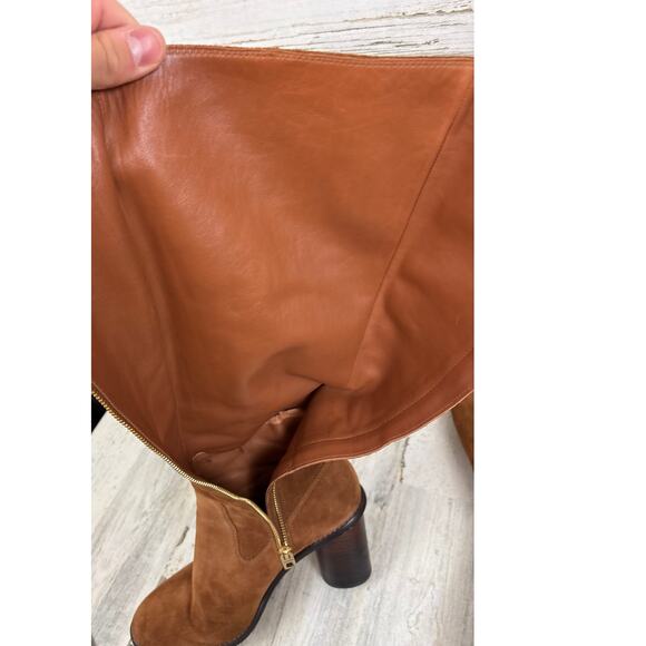 Coach Womens 8.5 Chestnut Brown Ombre Suede Heeled Knee High Designer Boots - Picture 8 of 9